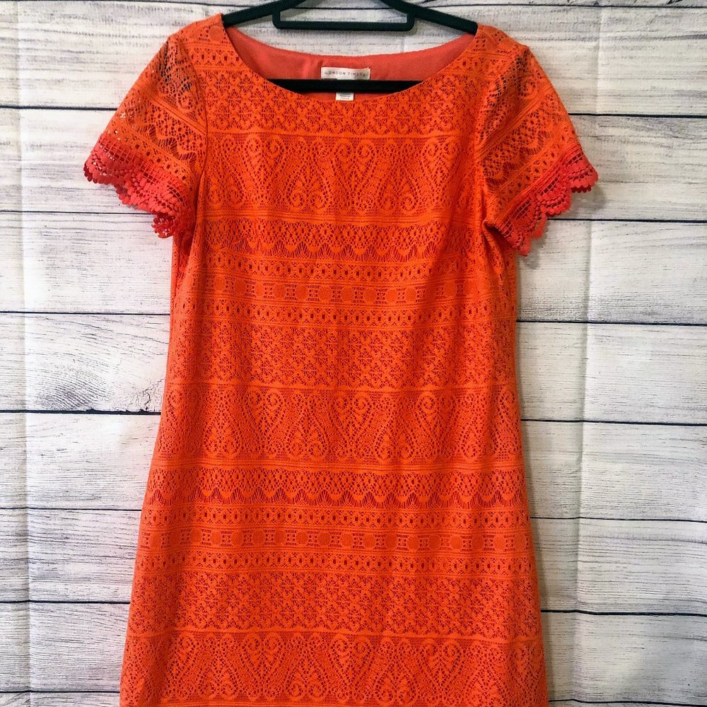 London Times Salmon Lace Dress